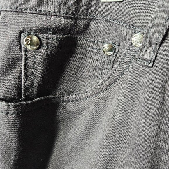 Black Denim Jeans With Rhinestone Embellishments & Zipper Ankle Detail For Women - Picture 6 of 9